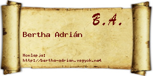 Bertha Adrián névjegykártya